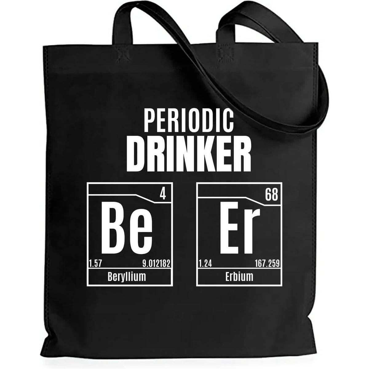 Torba EKO Czarna Bawełniana PERIODIC DRINKER Shopper Młodzieżowy Mix Wzorów