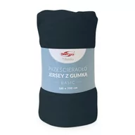 Prześcieradła - Prześcieradło granatowe jersey z gumką BASIC 160x200 - miniaturka - grafika 1