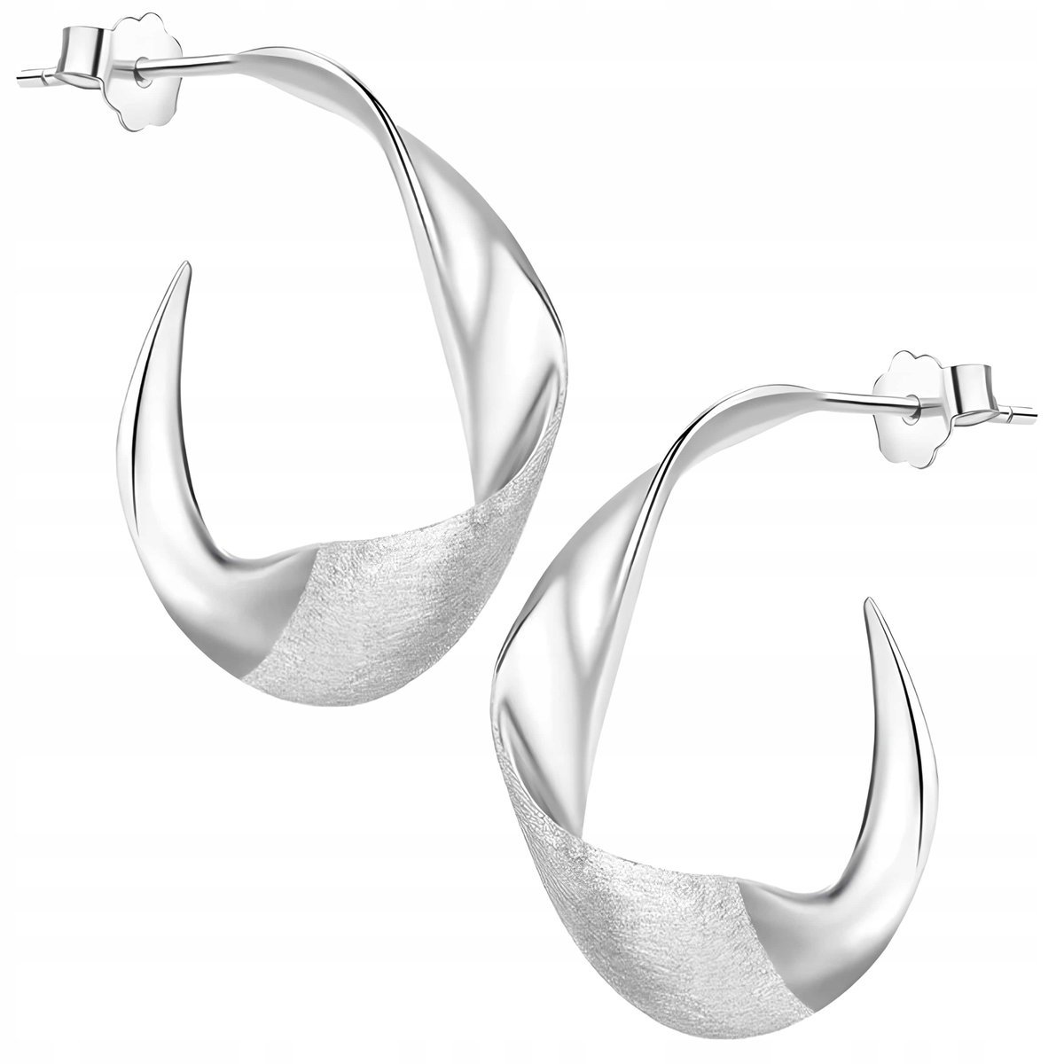 Kolczyki Srebrne Kolczyki Zawinięty Liść Srebro 925 Kolczyki Trusky