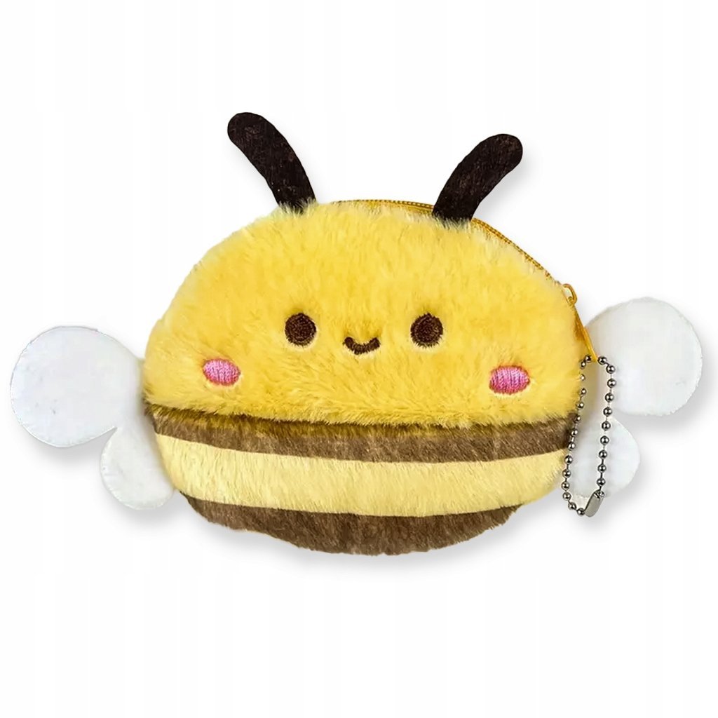 Portmonetka Pluszowa Uśmiechnięta PSZCZOŁA Żółto Czarna Zasuwana Dla Dzieci