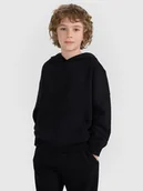 Bluzy dla chłopców - 4F Bluza dresowa nierozpinana z kapturem chłopięca - czarna 122 (6-7 lat) - miniaturka - grafika 1