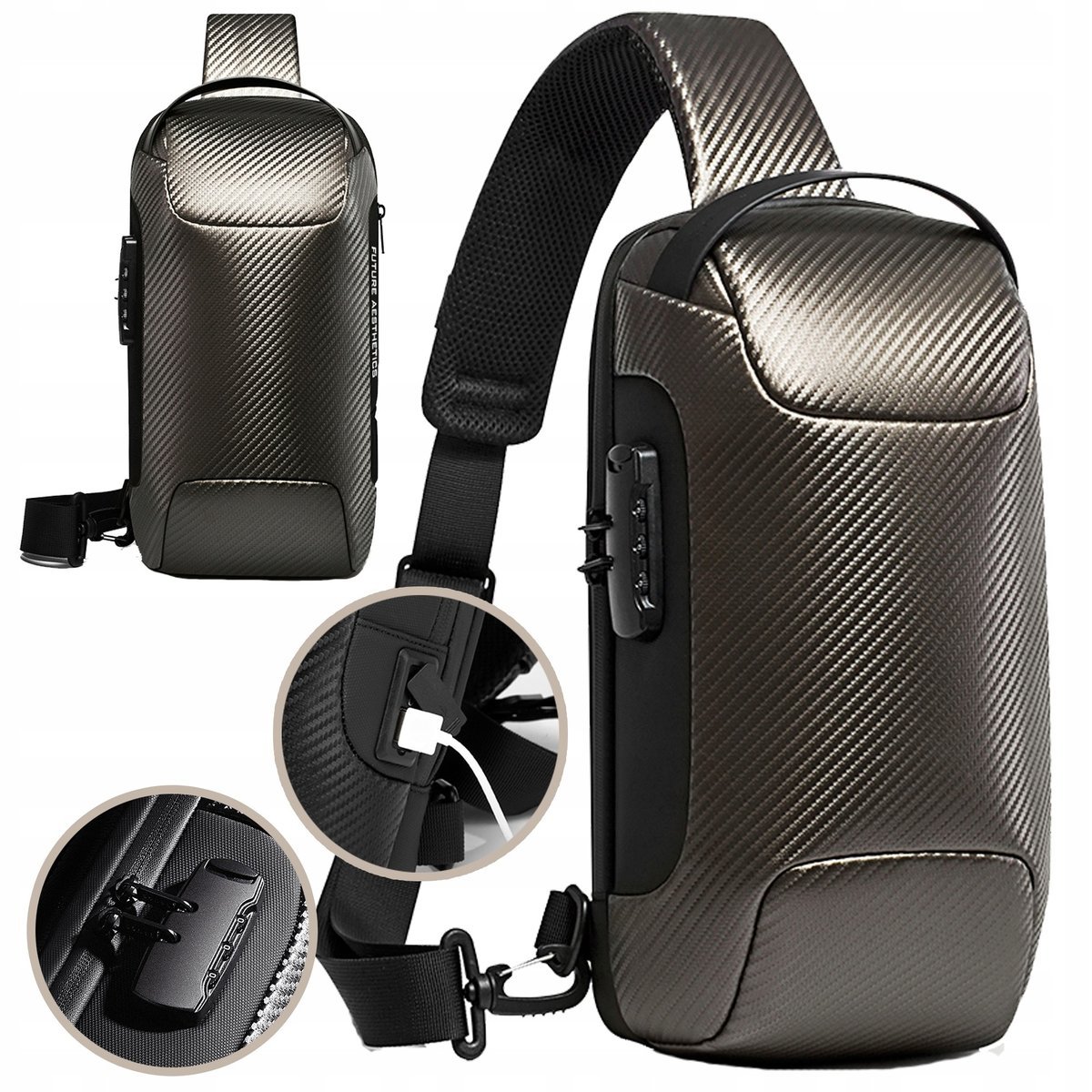 Antykradzieżowy Plecak Miejski Bange Na Jedno Ramię Tsa Usb Torba