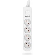 Listwy zasilające - Przedłużacz KERG z wyłącznikiem M02397 4-gniazdowy 5m 3×1,5mm2 H05VV-F 16A/250V biały - miniaturka - grafika 1