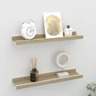Półki do salonu - vidaXL vidaXL Półki ścienne, 2 szt., biel i dąb sonoma, 40x9x3 cm - miniaturka - grafika 1