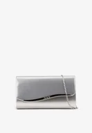 Torebki damskie - Srebrna Torebka Typu Kopertówka z Dołączonym Łańcuszkowym Paskiem Zeledi - miniaturka - grafika 1