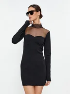 Sukienki - Sisley Sukienka koktajlowa 4V3CLV04F Czarny Slim Fit - miniaturka - grafika 1