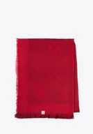 Apaszki i szaliki damskie - Damska chusta z bambusem tkana w monogram czerwona - miniaturka - grafika 1
