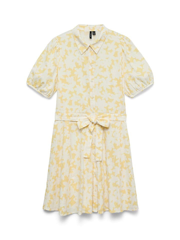 Vero Moda Sukienka w kolorze biało-żółtym