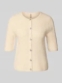 Swetry damskie - Kurtka z dzianiny z okrągłym dekoltem i rękawem o dł. 1/2 model ‘AVALON’ - miniaturka - grafika 1