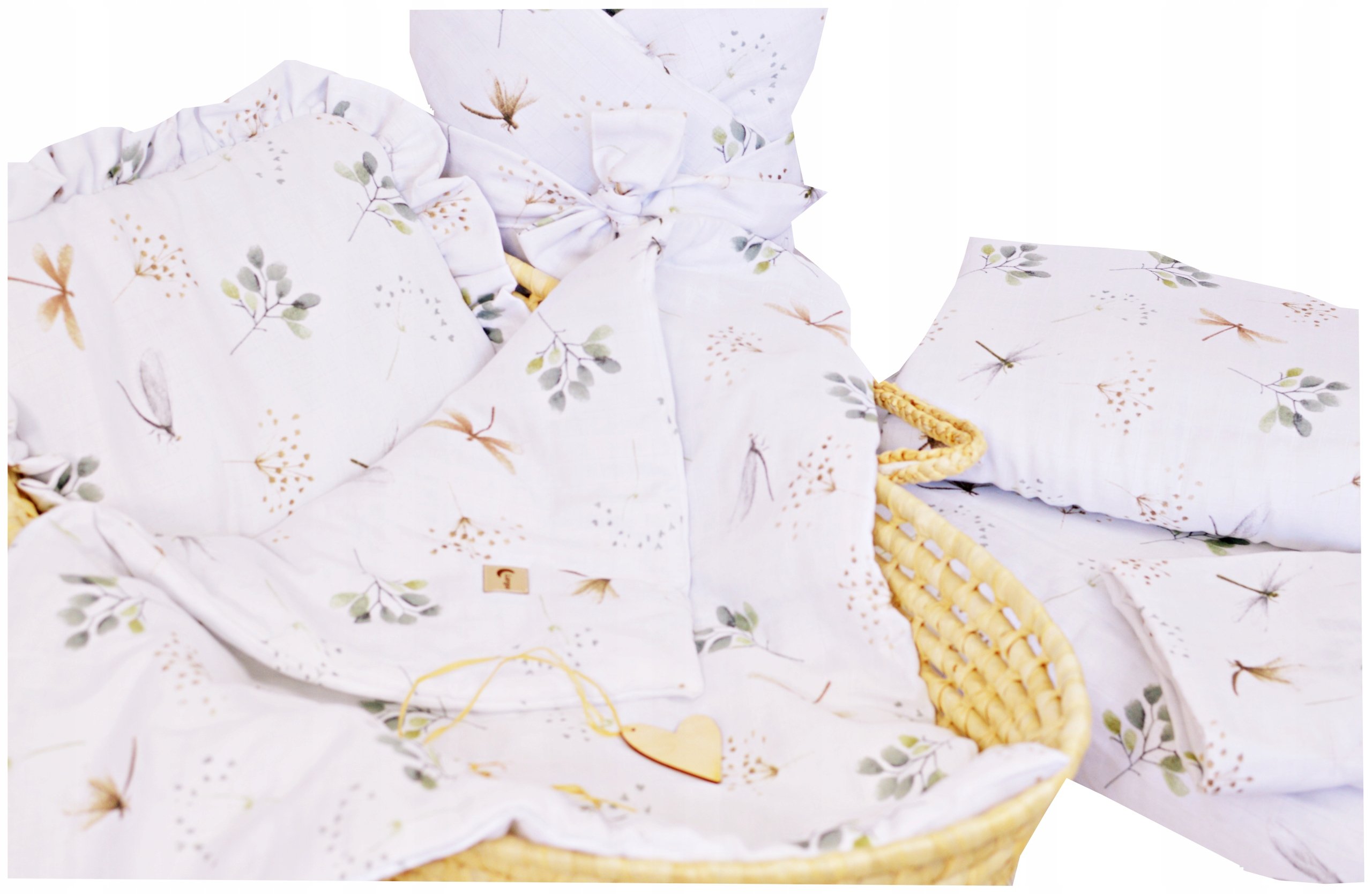 Komplet Pościeli Muślinowej 7 Elementów Do Łóżeczka 120X60 Bawełna