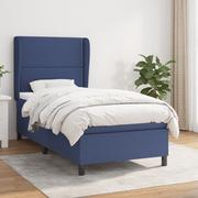 Łóżka - vidaXL Łóżko kontynentalne z materacem, niebieskie, tkanina 100x200 cm - miniaturka - grafika 1