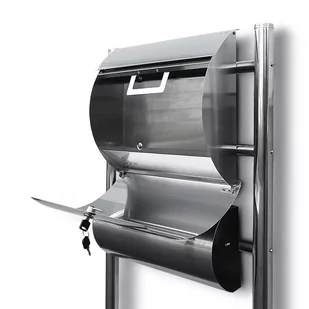 Skrzynka pocztowa wolnostojąca na słupku stalowa inox z gazetnikiem - Skrzynki na listy - miniaturka - grafika 2