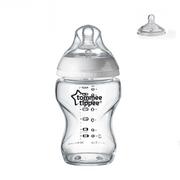 Butelki dla niemowląt - Butelka Szklana 250 ml bez opak z dodatkowym smoczkiem 3+ Tommee Tippee - miniaturka - grafika 1