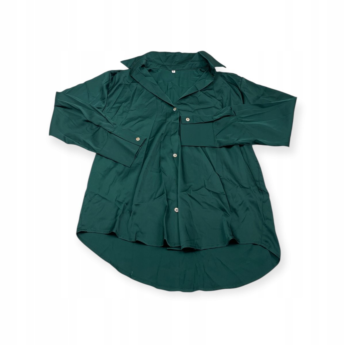 Damska koszula Old Money - ciemnozielona, długi rękaw, rozmiar S