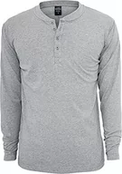 Bluzy męskie - Urban Classics Męska bluza Basic Henley L/S Tee, szary, XL - miniaturka - grafika 1