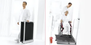 SECA 677 Elektroniczna waga do wózków inwalidzkich z poręczą i rolkami transportowymi - Wagi łazienkowe - miniaturka - grafika 3