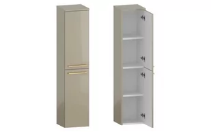 Słupek Łazienkowy RON 30 cm 2D Prawy - Cappuccino Wysoki Połysk - Uchwyty Złote Szczotkowane - Szafki łazienkowe - miniaturka - grafika 1