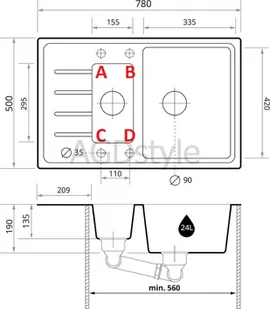 Zlew BRANDE LINK DUAL 780-60 GRAY (szary) - Zlewozmywaki - miniaturka - grafika 2