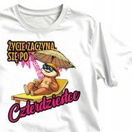 Koszulki męskie - KOSZULKA MĘSKA BIAŁA XL T-SHIRT URODZINY PREZENT DLA NIEGO UPOMINEK 40 50 - miniaturka - grafika 1