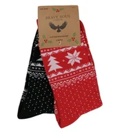 Skarpetki męskie - Świąteczne Skarpetki Brave Soul - Dwupak - Czerń i Czerwień - miniaturka - grafika 1