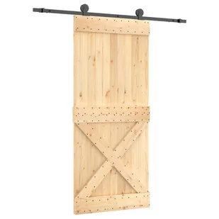 Drzwi przesuwne z osprzętem, 90x210 cm, lite drewno sosnowe Lumarko! - Drzwi wewnętrzne - miniaturka - grafika 3