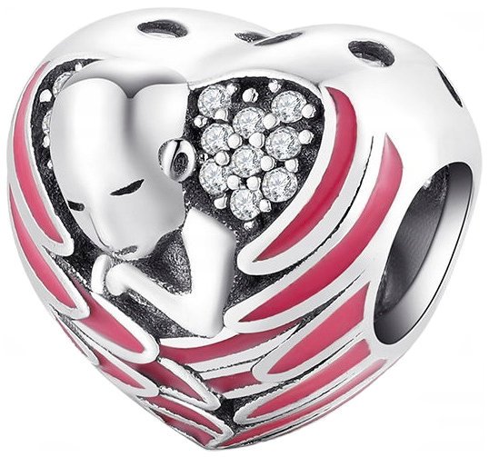 Charms Zawieszka Charms Serce Anioł Stróż Dziecko Charms Srebro 925 Trusky