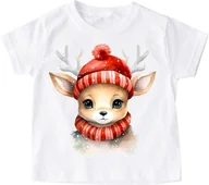 Koszulki dla dziewczynek - Koszulka świąteczna z sarenką dla dziecka sarenka2 - miniaturka - grafika 1