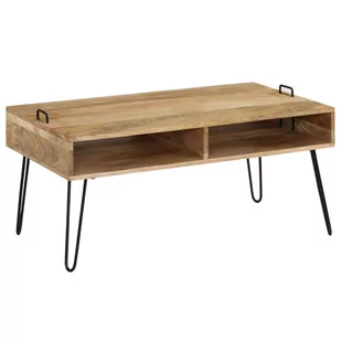 vidaXL Stolik kawowy, lite drewno mango, 100 x 60 x 45 cm - Ławy i stoliki kawowe - miniaturka - grafika 1