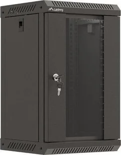 Lanberg Szafa instalacyjna Rack Lanberg Wisząca 10" 9U 300x300 Drzwi Przeszklone flat pack Czarna - Szafki biurowe - miniaturka - grafika 1