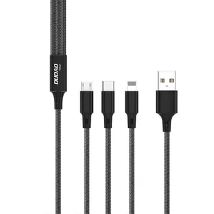 Dudao kabel, przewód USB 3w1 - USB Typ C, micro USB, Lightning 6A - czarny TGL2 - Kable USB - miniaturka - grafika 1