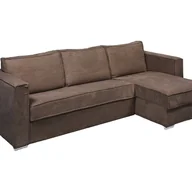 Sofy i kanapy - Kanapa narożna dwustronna rozkładana typu express z brązowego sztruksu - Miejsce do spania z szerokimi listewkami 140 cm - Materac 18 cm - LORETO - miniaturka - grafika 1