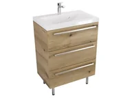 Szafki łazienkowe - Szafka Stojąca Z Umywalką ATHD 60 cm - Dąb Evoke Coast Mat - Uchwyty Stal Szczotkowana - miniaturka - grafika 1