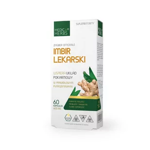 Medica Herbs MEDICA HERBS Imbir Lekarski 600mg (Układ pokarmowy, Odporność) 60 Kapsułek - Układ pokarmowy - miniaturka - grafika 1
