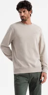 Bluzy męskie - Ombre Melanżowa męska bluza dresowa z wyszywanym logotypem beżowa V2 OM-SSNZ-0163 XL - miniaturka - grafika 1