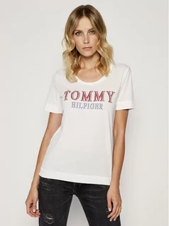 Koszulki i topy damskie - Tommy Hilfiger T-Shirt WW0WW25170 Biały Regular Fit - grafika 1