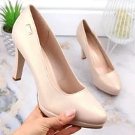 Czółenka - Czółenka na obcasie i platformie Sergio Leone W SK53N beżowe - miniaturka - grafika 1