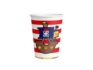Kubeczki urodzinowe Mapa Piracka - 250 ml - 8 szt. - Dekoracje i nakrycia stołu na imprezę - miniaturka - grafika 1