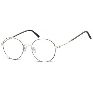 Lenonki okrągłe Okulary oprawki optyczne 927 czarno-srebrne - Okulary korekcyjne, oprawki, szkła - miniaturka - grafika 1