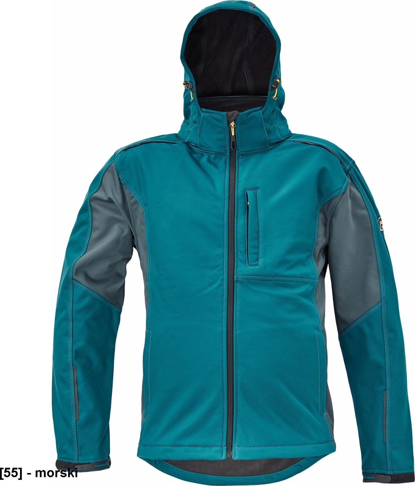 CERVA DAYBORO softshell - męska kurtka softshellowa, odpinany kaptur, odblaskowe elementy, 100% poliester - morski S