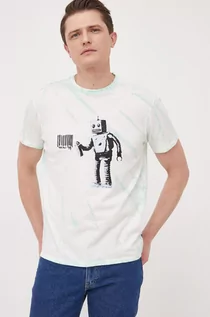 Koszulki męskie - Guess t-shirt bawełniany x Banksy kolor zielony wzorzysty - grafika 1