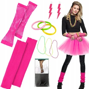 STRÓJ DISCO TUTU RÓŻOWE NEON RĘKAWICZKI OCIEPLACZE KOLCZYKI LATA 80 - Stroje karnawałowe STRÓJ DISCO TUTU RÓŻOWE NEON RĘKAWICZKI OCIEPLACZE KOLCZYKI LATA 80 - Stroje karnawałowe - miniaturka - grafika 1