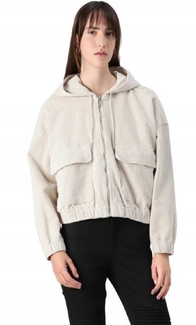 Only Kurtka Damska Beżowa z Kapturem na Zamek XS Jya