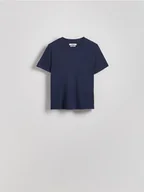 Koszulki i topy damskie - Reserved - T-shirt z wiskozą - granatowy - miniaturka - grafika 1