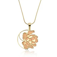 Naszyjniki - Naszyjnik pozłacany srebrny 925 z tytanem mocha mousse - kwiat róży - miniaturka - grafika 1