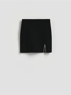 Reserved - Spódnica mini z rozcięciem - czarny - Spódnice - miniaturka - grafika 1