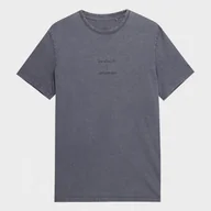Koszulki sportowe męskie - Męski t-shirt z nadrukiem 4F 4FSS23TTSHM296 - grafitowy - miniaturka - grafika 1