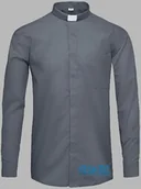 Szaty liturgiczne - Koszula kapłańska z koloratką, długi rękaw - ciemnoszara - miniaturka - grafika 1