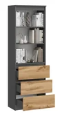 Regały - Regał Maja Książki 3 Szuflady Grafit, Dąb Wotan - miniaturka - grafika 1