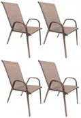 Fotele i krzesła ogrodowe - 4SZT WYGODNE METALOWE NOWOCZESNE KRZESŁO OGRODOWE BALKON MINORKA 4X BRĄZ - miniaturka - grafika 1