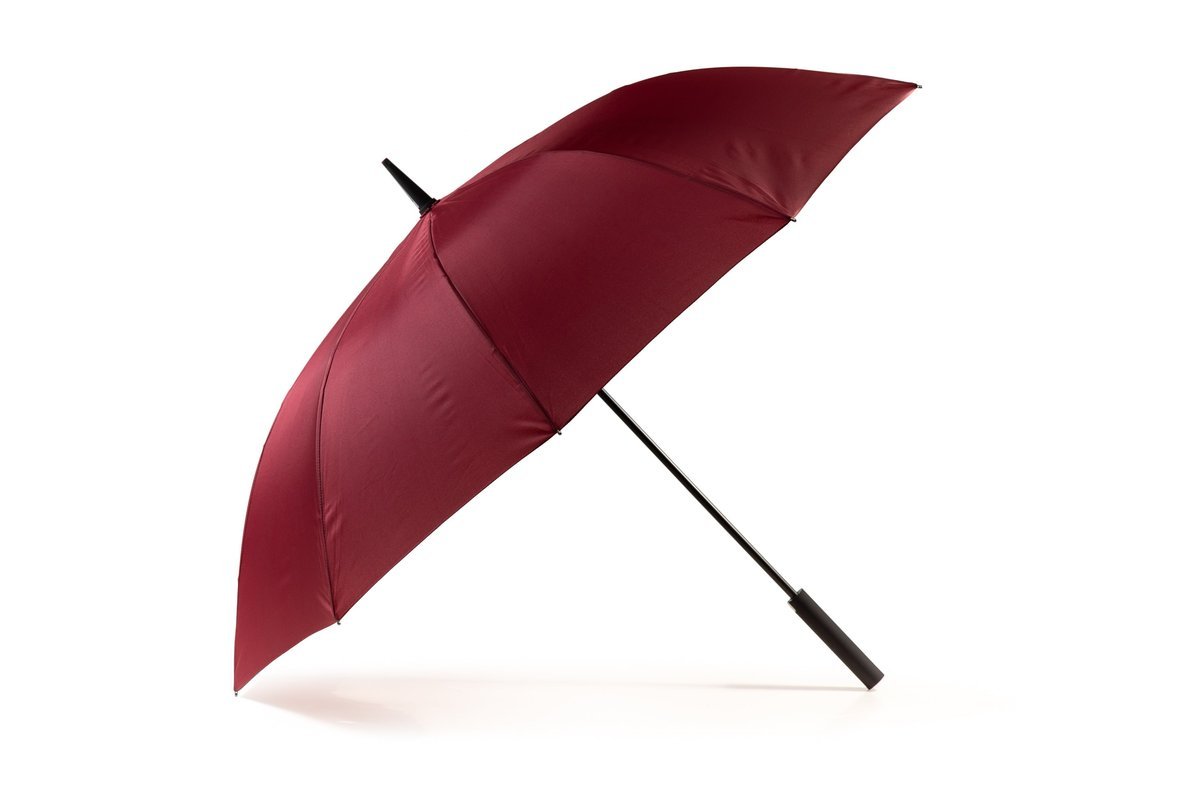 Parasol typu laska 10-szprychowy z gumowaną rączką Soft Touch bordowy